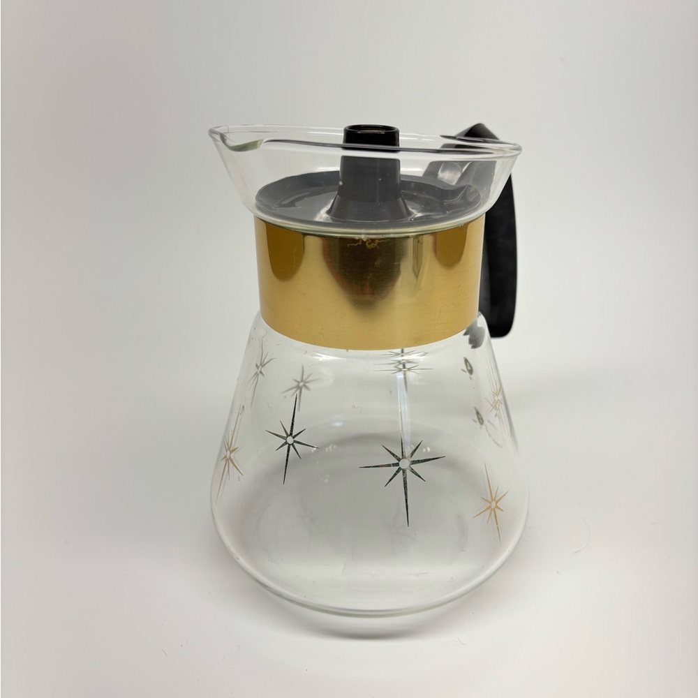 Vintage MCM Pyrex Corning 1960s Atomic Star Burst 4-6 Cup Coffee Pot Carafe - Picture 2 of 10